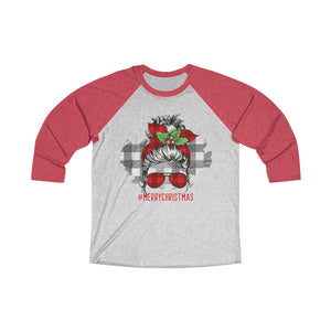Messy Bun Christmas Raglan Tee