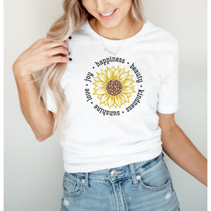 Sunflower - Love Joy Happiness Short Sleeve Tee